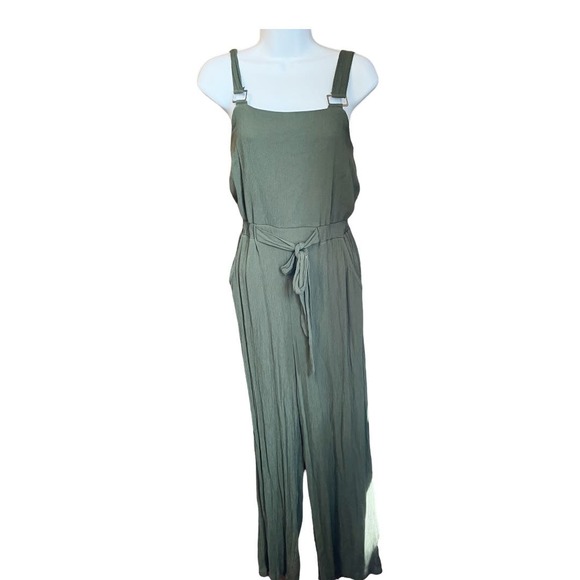 Army Green Sleeveless Belted Jumpsuit Junior's Size Small 3-5 - Picture 2 of 9